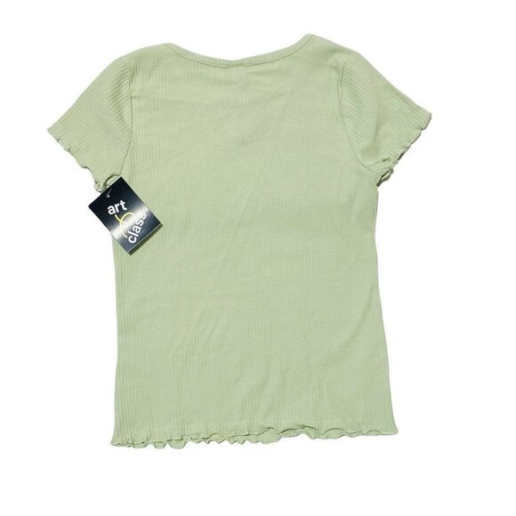 NEW Art Class Ribbed Ruffled Tee in Pastel Sage - Picture 6 of 6